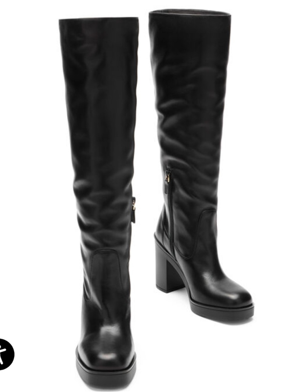Stewart Weitzman Bethenny 80 Classic Tall Black Platform Boots Size 9